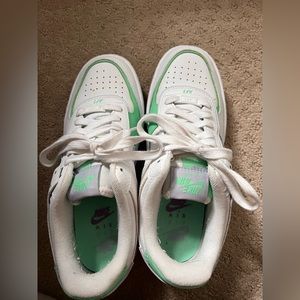 Nike teal and green air forces- to small slightly worn but will be cleaned up